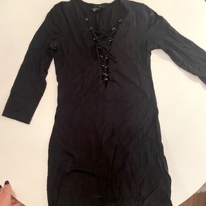 Forever21 black lace-up dress